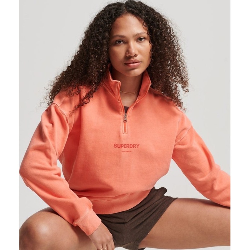 Superdry Sportswear Half Zip Sweatshirt Pastelline Coral W2011613A Size US 10